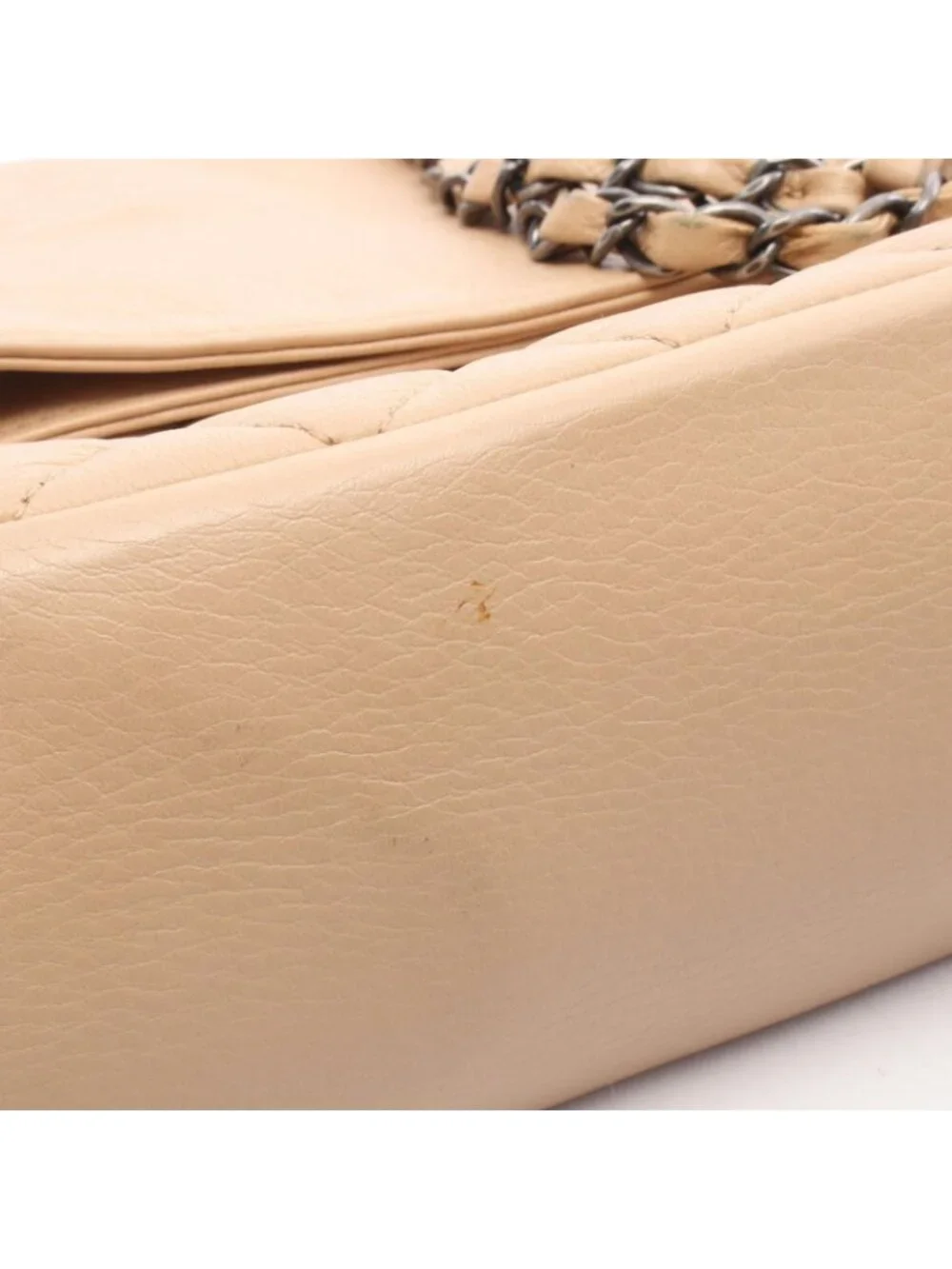 Chanel Shoulder Bag Quilted Beige Lambskin Chain